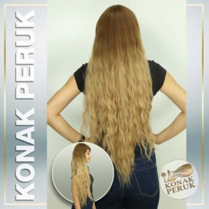 Fiber (Kanekalon) Sentetik Saç Peruk – Kahverengi Omreli Hafif Dalgalı Uzun (Fs1168)