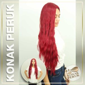 Fiber (Kanekalon) Sentetik Saç Peruk – Kızıl Hafif Dalgalı (Fs1145)