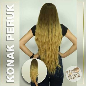 Fiber (Kanekalon) Sentetik Saç Peruk – Koyu Kumral Ombreli Dalgalı Uzun (Fs1172)