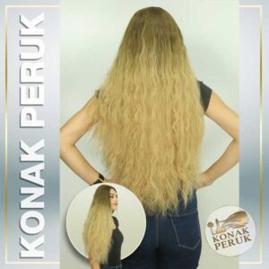 Fiber (Kanekalon) Sentetik Saç Peruk – Kumral Hafif Dalgalı Ombreli Uzun (Fs1154)