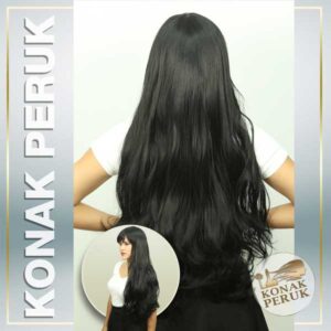 Fiber (Kanekalon) Sentetik Saç Peruk – Siyah Hafif Dalgalı Uzun (Fs1163)