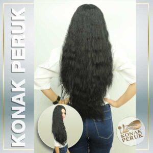 Fiber (Kanekalon) Sentetik Saç Peruk – Siyah Hafif Dalgalı Uzun (Fs1165)
