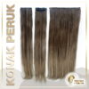 Yarım Ay Çıtçıt Saç 3 Parça Set - Kahverengi Altın Sarısı Ombreli Düz Uzun (70-016-24F10)