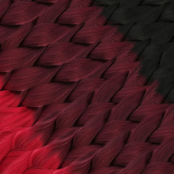 Afrika Örgüsü Ve Rasta İçin Sentetik Ombreli Saç - Siyah / Koyu Kızıl / Açık Kızıl