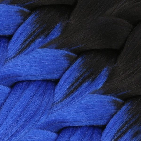 Afrika Örgüsü Ve Rasta İçin Sentetik Ombreli Saç - Siyah / Koyu Mavi Ombreli