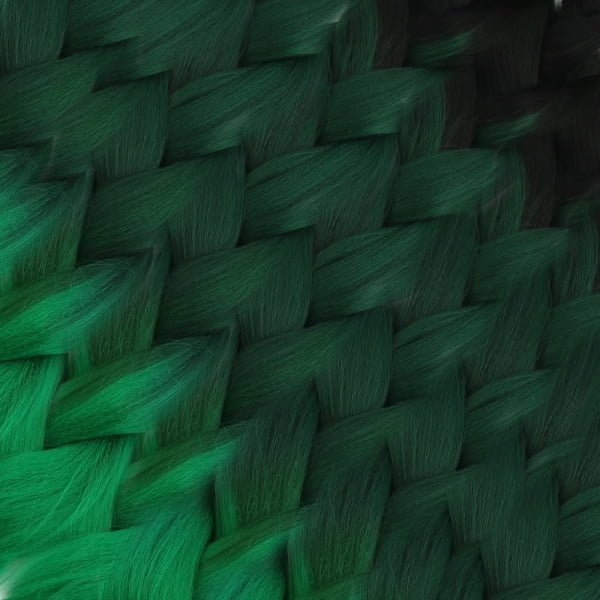 Afrika Örgüsü Ve Rasta İçin Sentetik Ombreli Saç - Siyah / Koyu Yeşil / Açık Yeşil