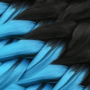 Afrika Örgüsü Ve Rasta İçin Sentetik Ombreli Saç - Siyah / Turkuaz Mavi