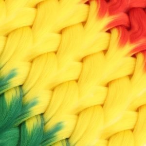 Afrika Örgüsü Ve Rasta İçin Sentetik Ombreli Saç - Turuncu / Sarı / Yeşil