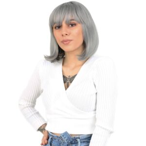 Küt Kahküllü Fiber Sentetik Peruk - Gri