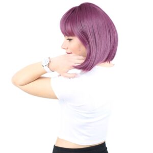 Küt Kahküllü Fiber Sentetik Peruk - Patlıcan Moru 8 Küt Kahküllü Fiber Sentetik Peruk - Patlıcan Moru