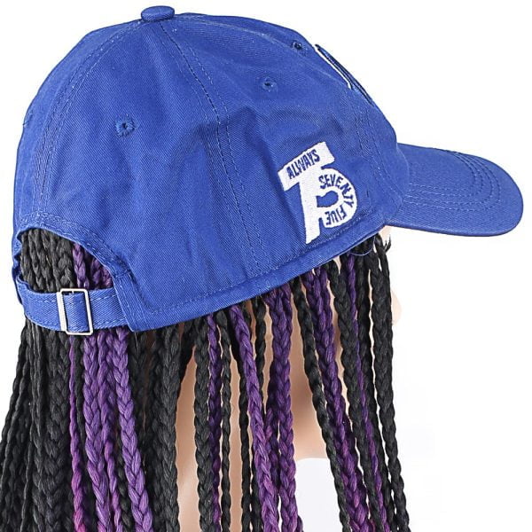 Mavi Şapkalı Örgü Peruk - Karışık Renkli