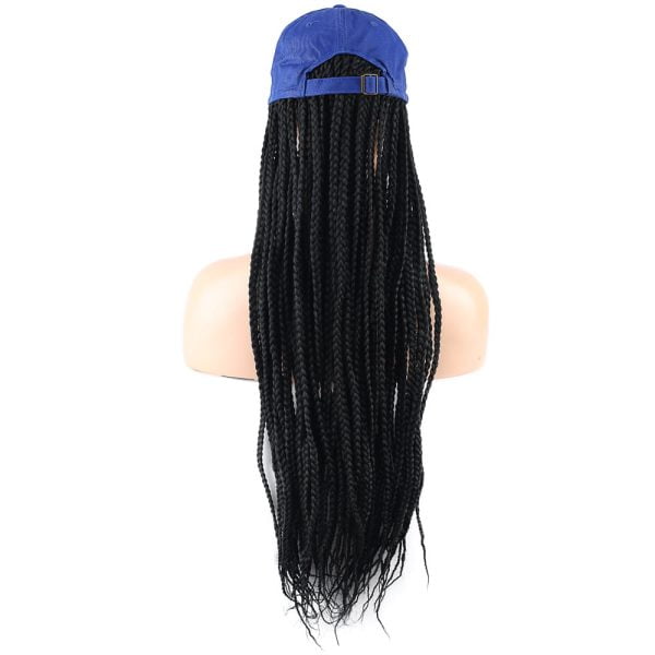 Mavi Şapkalı Örgü Peruk - Siyah