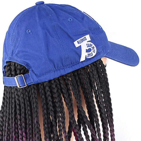Mavi Şapkalı Örgü Peruk - Siyah / Fuşya Ombreli