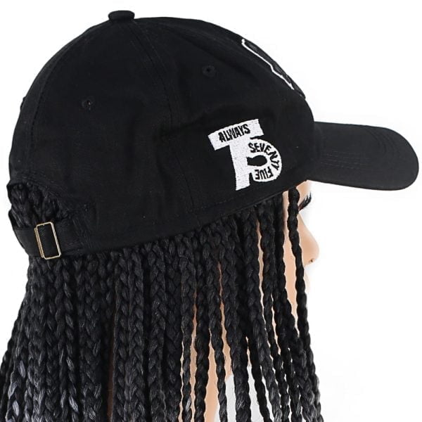 Siyah Şapkalı Örgü Peruk - Siyah / Açık Gri Ombreli