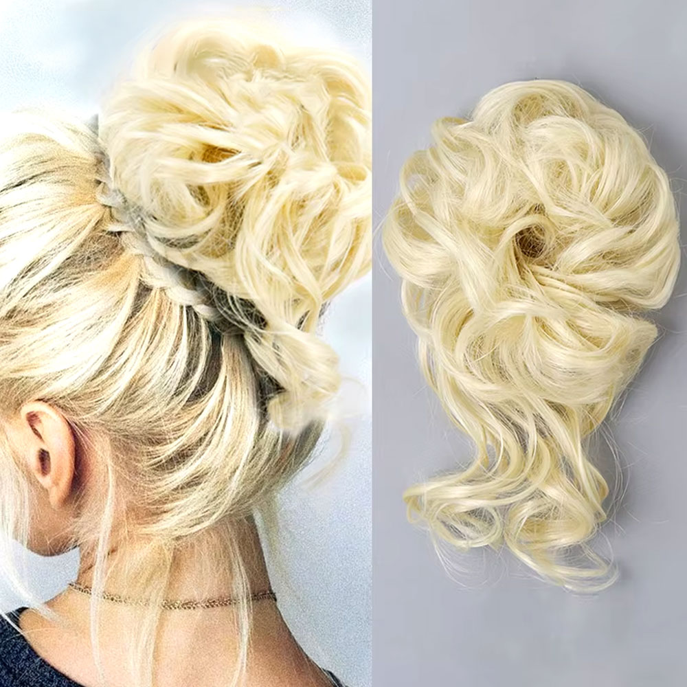 Saçlı Lastikli Kuyruklu Topuz Toka - Platin 3 Saçlı Lastikli Kuyruklu Topuz Toka - Platin