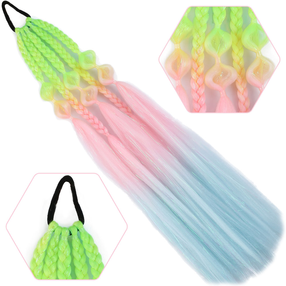 Balon Ve Düz Salaş Örgülü Simli Lastikli At Kuyruğu - Acm27 3 Balon Ve Düz Salaş Örgülü Simli Lastikli At Kuyruğu - Acm27