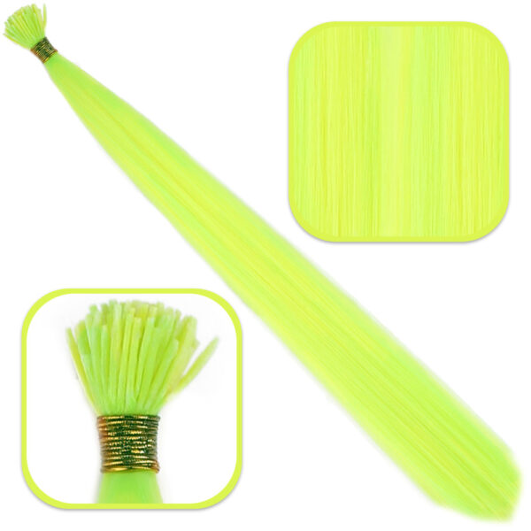 Fiber Sentetik Boncuk Kaynaklık Renkli Saç - Neon Sarı - 100 Adet