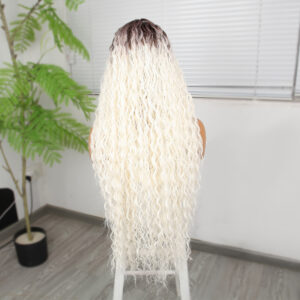 Afro Dalga Kumral Beyaz Platin Ombre Fiber Sentetik Tül Peruk 10 Afro Dalga Kumral Beyaz Platin Ombre Fiber Sentetik Tül Peruk