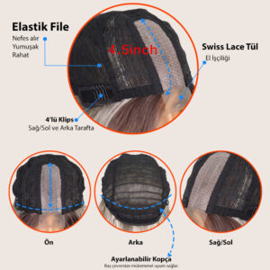 Kızıl Fiber Sentetik Tül Peruk 13 Kızıl Fiber Sentetik Tül Peruk