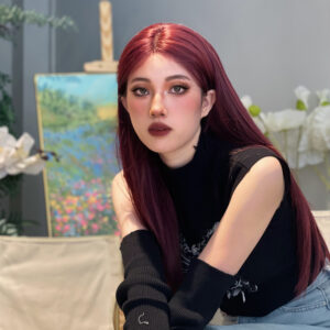 Kızıl Kahverengi Düz Tül Peruk 11 Kızıl Kahverengi Düz Tül Peruk