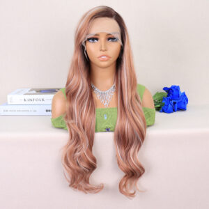 Kumral Beyaz Platin Röfleli Uzun Dalgalı Tül Peruk