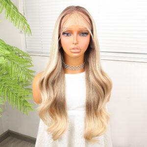 Kumral Platin Ombreli Fiber Sentetik Hafif Dalgalı Tül Peruk