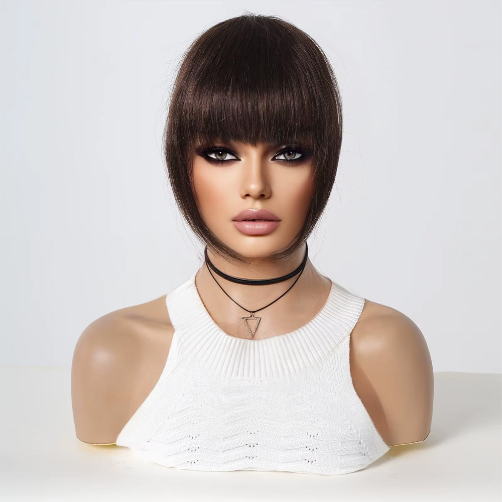 Yoğun Gerçek Saç Perçem - Koyu Kestane 3 Yoğun Gerçek Saç Perçem - Koyu Kestane