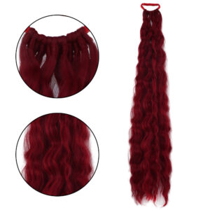 Lastik Tokalı At Kuyruğu Kabarık Afro Dalgalı - Kızıl