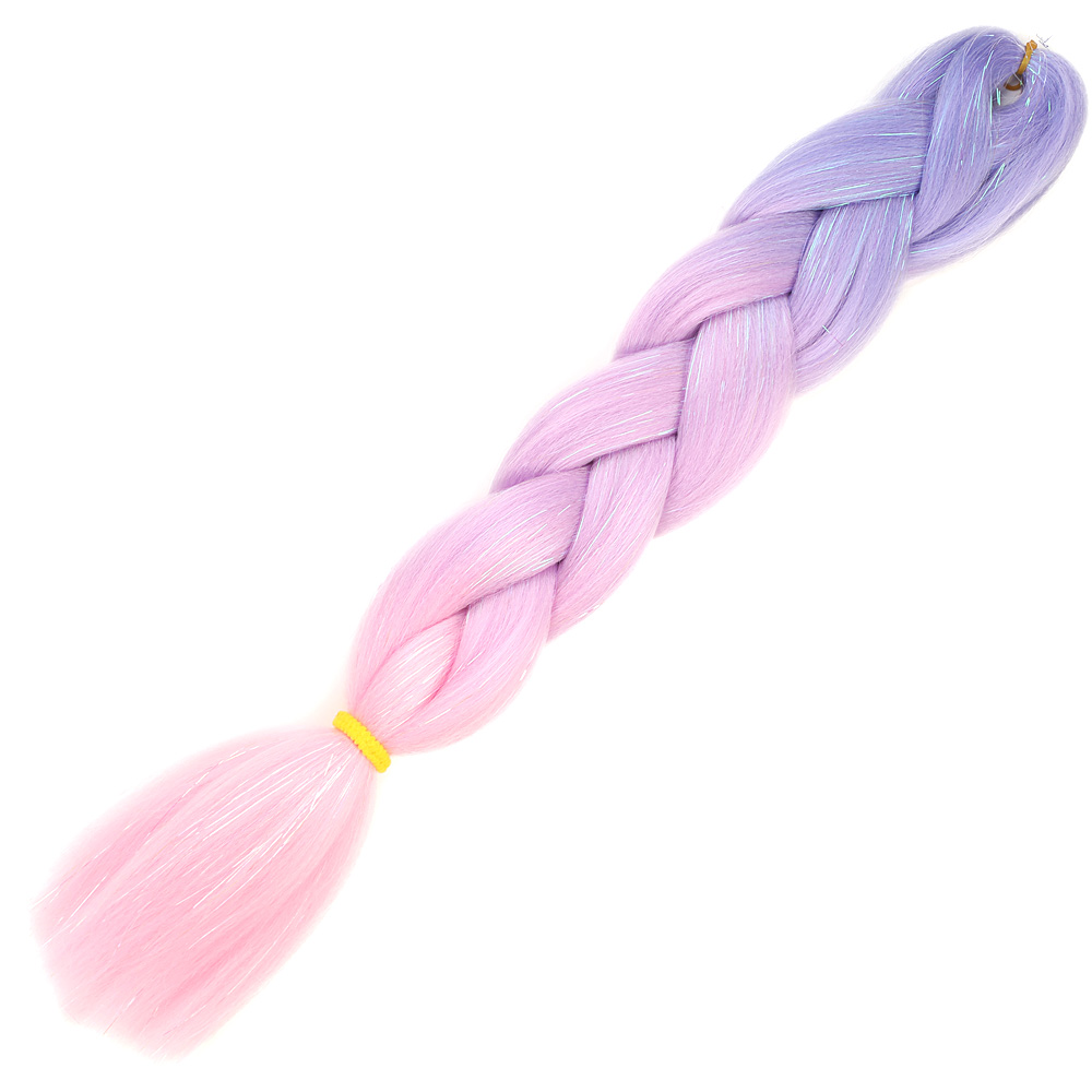 Simli Lila / Pembe / Şeker Pembesi Ombreli Örgülük Saç 100 Gr. 3 Simli Lila / Pembe / Şeker Pembesi Ombreli Örgülük Saç 100 Gr.