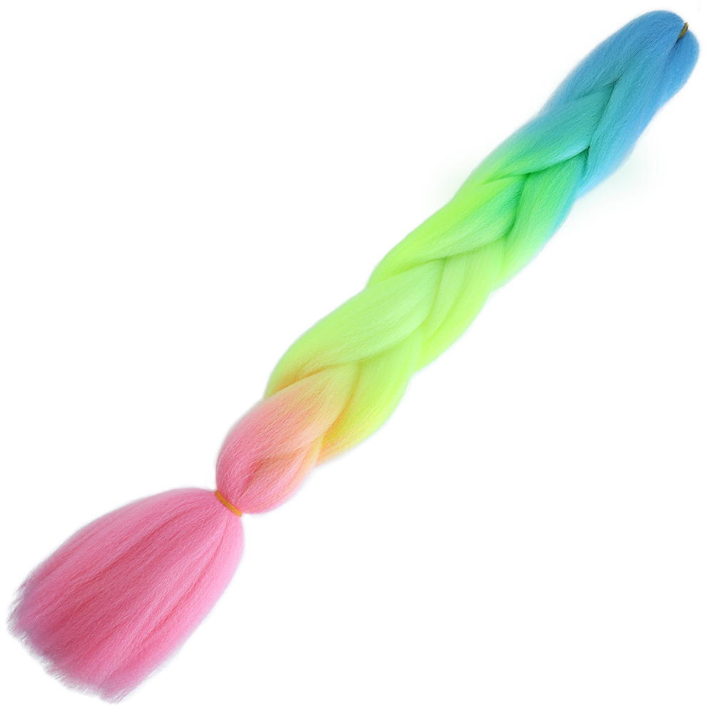 Afrika Örgülük Ombreli Sentetik Saç 100 Gr. - Açık Mavi / Neon Sarı / Pembe 3 Afrika Örgülük Ombreli Sentetik Saç 100 Gr. - Açık Mavi / Neon Sarı / Pembe