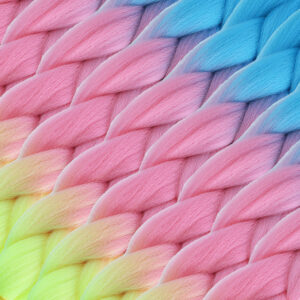 Afrika Örgülük Ombreli Sentetik Saç 100 Gr. - Açık Mavi / Pembe / Neon Sarı 6 Afrika Örgülük Ombreli Sentetik Saç 100 Gr. - Açık Mavi / Pembe / Neon Sarı
