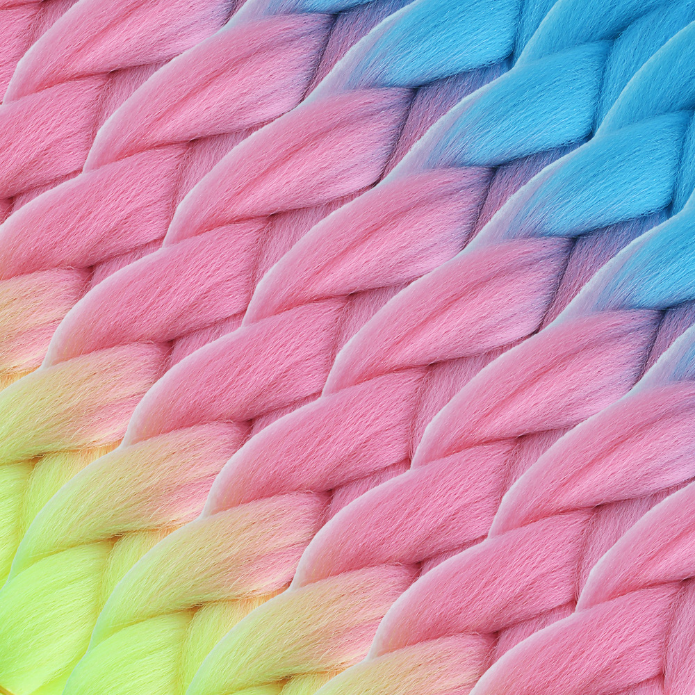 Afrika Örgülük Ombreli Sentetik Saç 100 Gr. - Açık Mavi / Pembe / Neon Sarı 4 Afrika Örgülük Ombreli Sentetik Saç 100 Gr. - Açık Mavi / Pembe / Neon Sarı - Görsel 2
