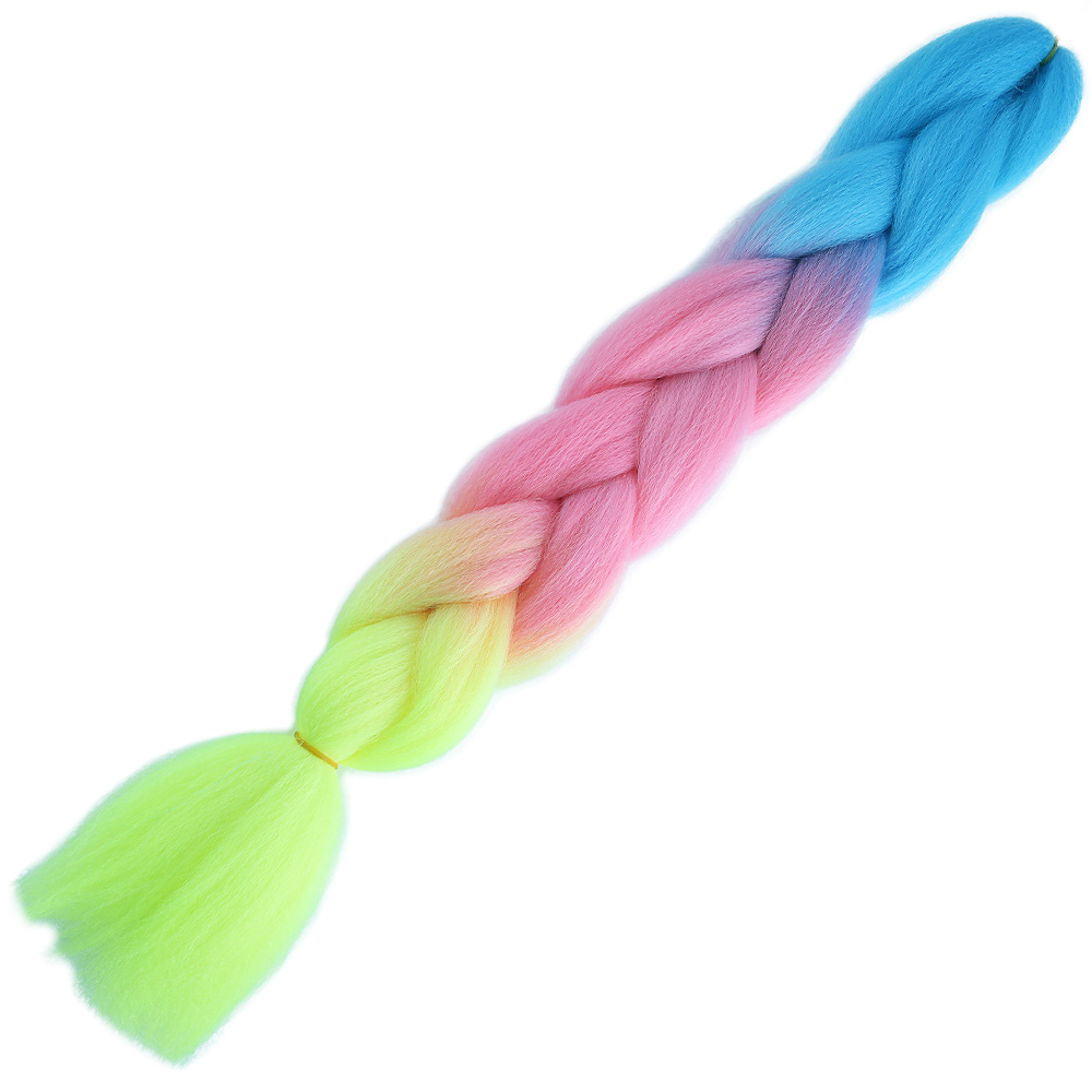 Afrika Örgülük Ombreli Sentetik Saç 100 Gr. - Açık Mavi / Pembe / Neon Sarı 3 Afrika Örgülük Ombreli Sentetik Saç 100 Gr. - Açık Mavi / Pembe / Neon Sarı