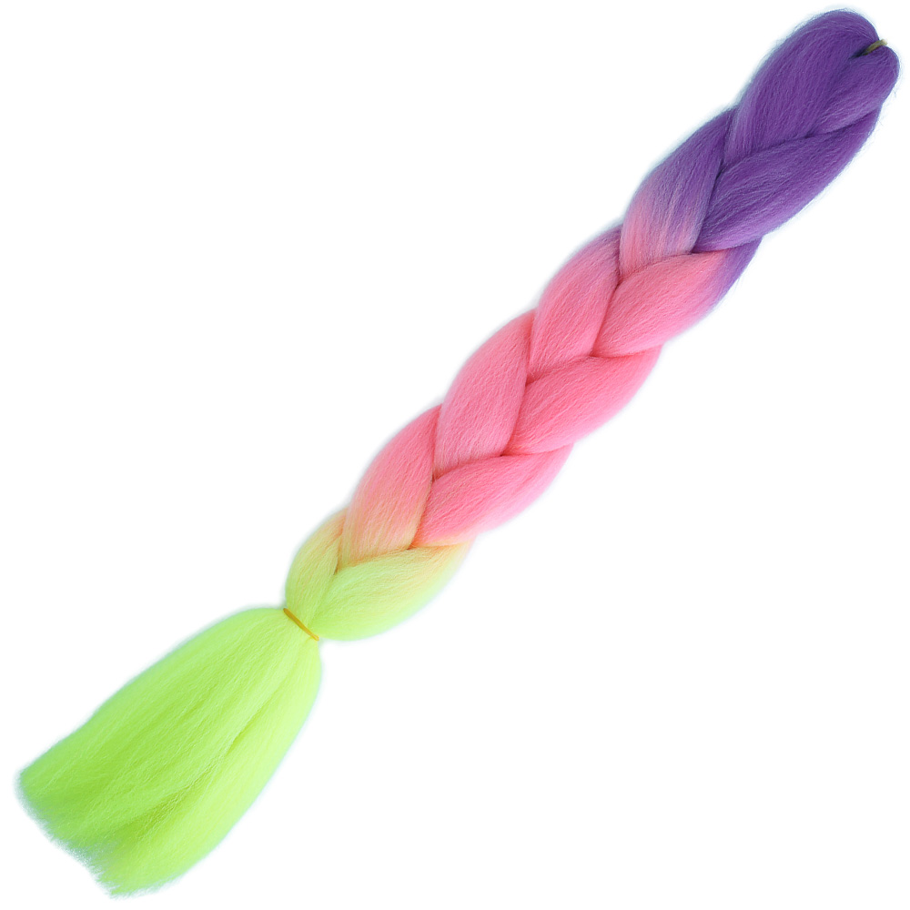 Afrika Örgülük Ombreli Sentetik Saç 100 Gr. - Mor / Açık Pembe / Neon Sarı 3 Afrika Örgülük Ombreli Sentetik Saç 100 Gr. - Mor / Açık Pembe / Neon Sarı