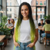 Afrika Örgüsü Ve Rasta İçin Sentetik Ombreli Saç - Siyah / Neon Sarı 1 Afrika Örgüsü Ve Rasta İçin Sentetik Ombreli Saç - Siyah / Neon Sarı