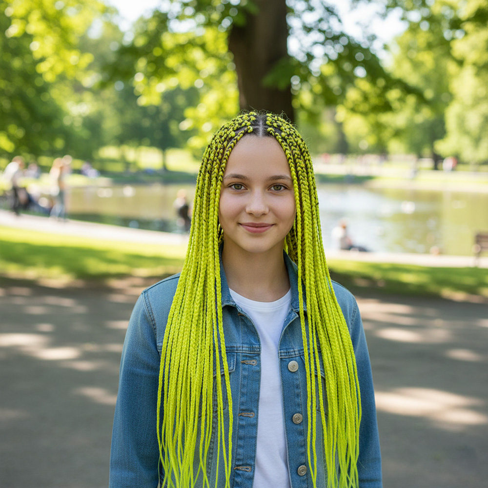 Afrika Örgüsü Ve Rasta İçin Sentetik Saç - Neon Sarı 3 Afrika Örgüsü Ve Rasta İçin Sentetik Saç - Neon Sarı