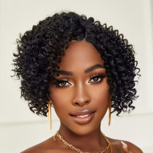 Siyah Kısa Afro Yan Tül Peruk 10 Siyah Kısa Afro Yan Tül Peruk
