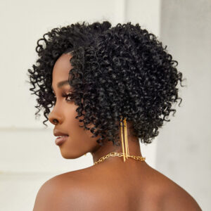Siyah Kısa Afro Yan Tül Peruk 11 Siyah Kısa Afro Yan Tül Peruk