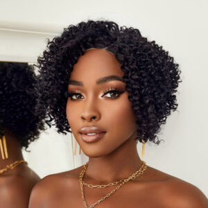 Siyah Kısa Afro Yan Tül Peruk 12 Siyah Kısa Afro Yan Tül Peruk