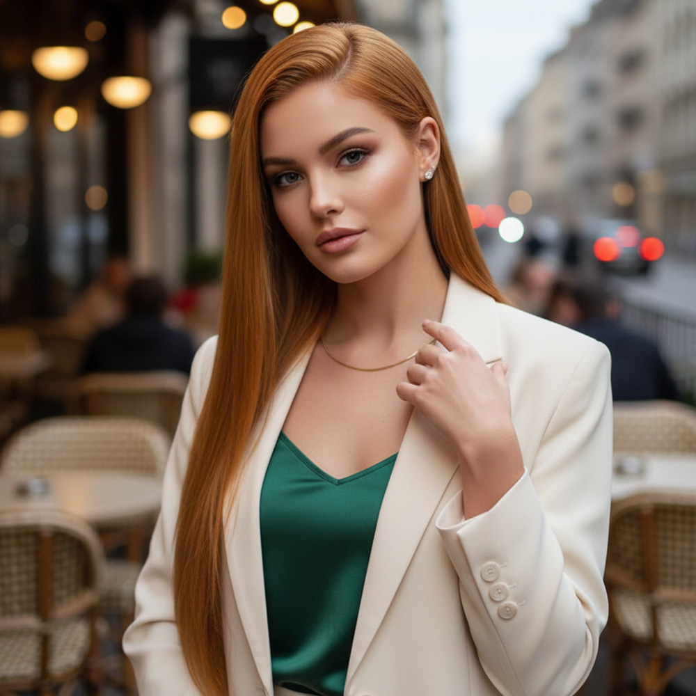 Gerçek Front Lace Tül Peruk - Düz - Bakır 70-75Cm 3 Gerçek Front Lace Tül Peruk - Düz - Bakır 70-75Cm