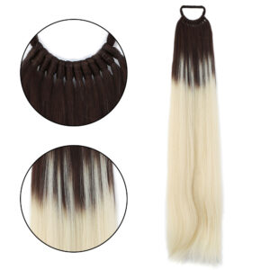 Lastik Tokalı At Kuyruğu Düz - Kumral / Platin Ombre 6 Lastik Tokalı At Kuyruğu Düz - Kumral / Platin Ombre