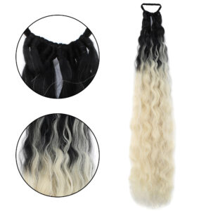 Lastik Tokalı At Kuyruğu Kabarık Afro Dalgalı - Siyah / Platin Ombre 6 Lastik Tokalı At Kuyruğu Kabarık Afro Dalgalı - Siyah / Platin Ombre