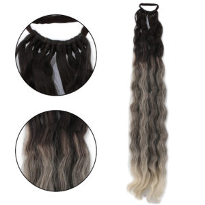 Lastik Tokalı At Kuyruğu Kabarık Afro Dalgalı - Kumral / Beyaz Platin Ombre 6 Lastik Tokalı At Kuyruğu Kabarık Afro Dalgalı - Kumral / Beyaz Platin Ombre