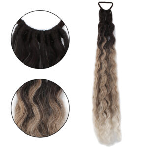 Lastik Tokalı At Kuyruğu Kabarık Afro Dalgalı - Kahverengi / Kumral Ombre Beyaz Platin Röfle 6 Lastik Tokalı At Kuyruğu Kabarık Afro Dalgalı - Kahverengi / Kumral Ombre Beyaz Platin Röfle