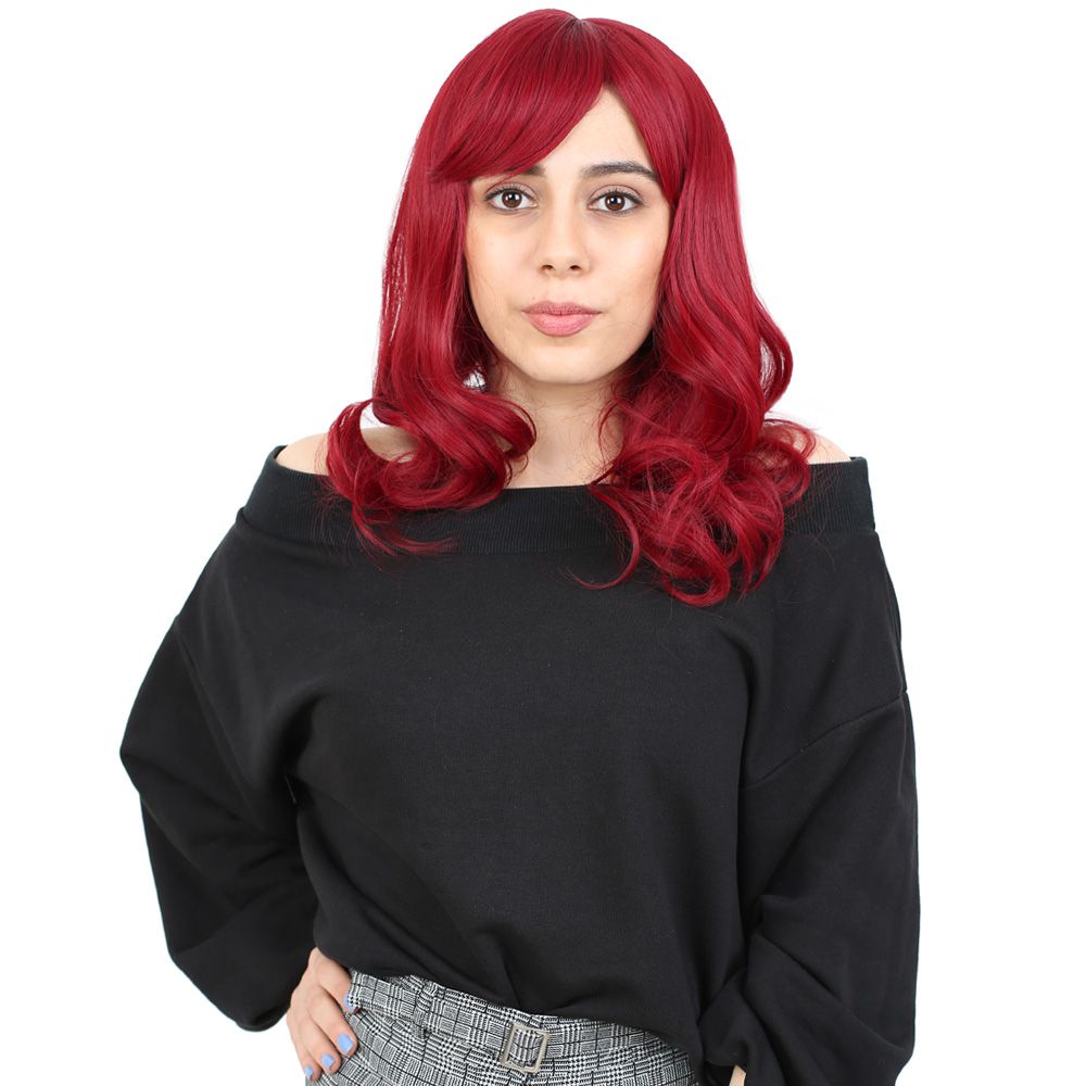 Dalgalı Perçemli Orta Boy Fiber Sentetik Peruk - Kızıl 3 Dalgalı Perçemli Orta Boy Fiber Sentetik Peruk - Kızıl