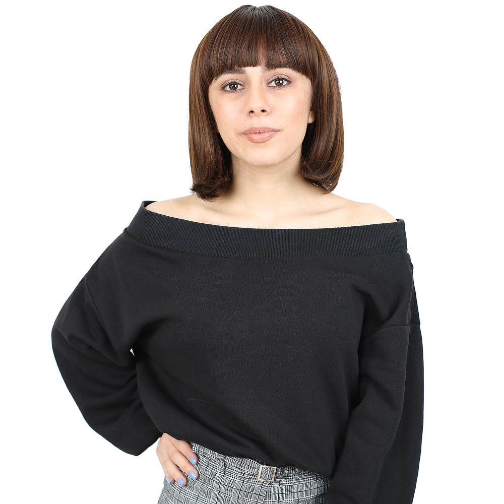 Kısa Küt Perçemli Fiber Sentetik Peruk - Kahve Karamel 3 Kısa Küt Perçemli Fiber Sentetik Peruk - Kahve Karamel