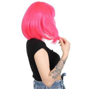 Peruk Hakkında Bilmeniz Gerekenler 22 Alternative View Of Küt Kahküllü Fiber Sentetik Peruk - Neon Pembe