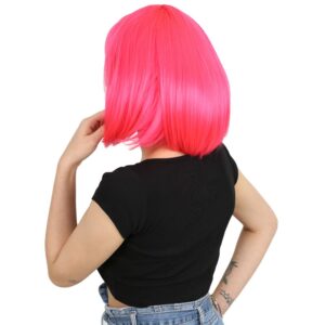 Küt Kahküllü Fiber Sentetik Peruk - Neon Pembe 8 Küt Kahküllü Fiber Sentetik Peruk - Neon Pembe
