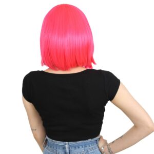 Küt Kahküllü Fiber Sentetik Peruk - Neon Pembe 9 Küt Kahküllü Fiber Sentetik Peruk - Neon Pembe