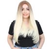 Fiber Sentetik Uzun Düz Peruk - Kumral / Platin Ombreli 2 Fiber Sentetik Uzun Düz Peruk - Kumral / Platin Ombreli
